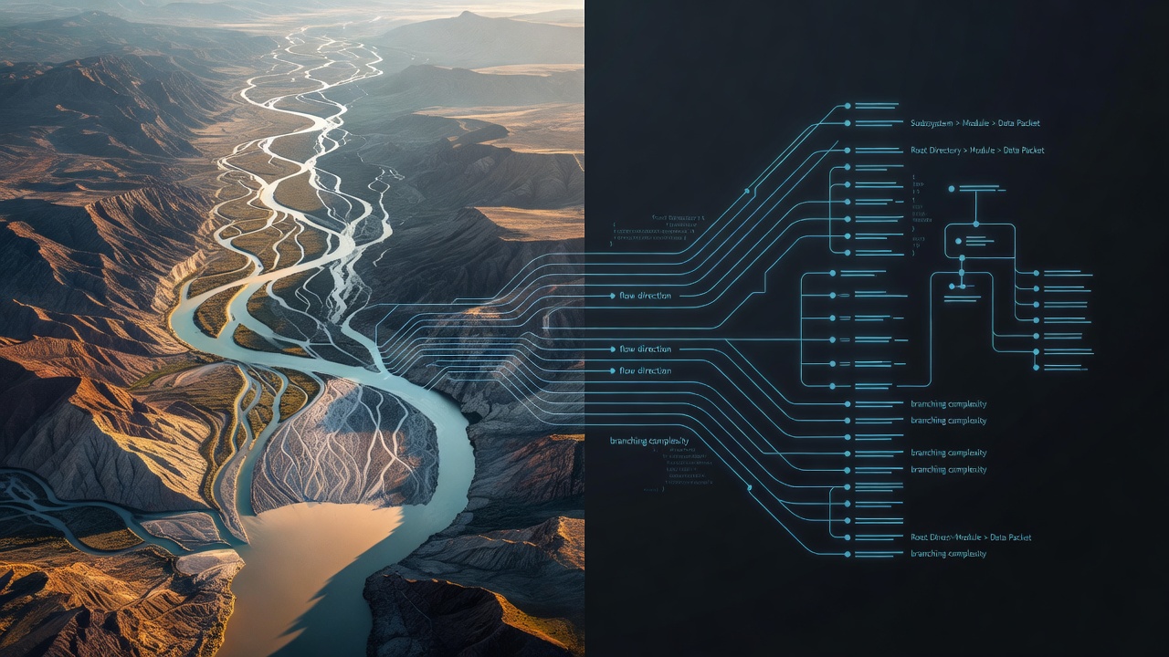 Parallels Between River Valley Formations and Hierarchical Data Structures in Information Systems